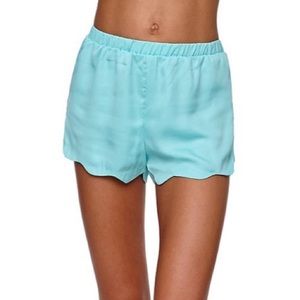 LA Hearts Turquoise Scalloped Stretch Waist Shorts